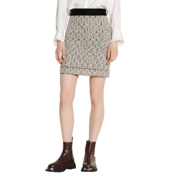 NWT Sandro metallic tinsel short jacquard knit wool blend skirt, M - Picture 11 of 16